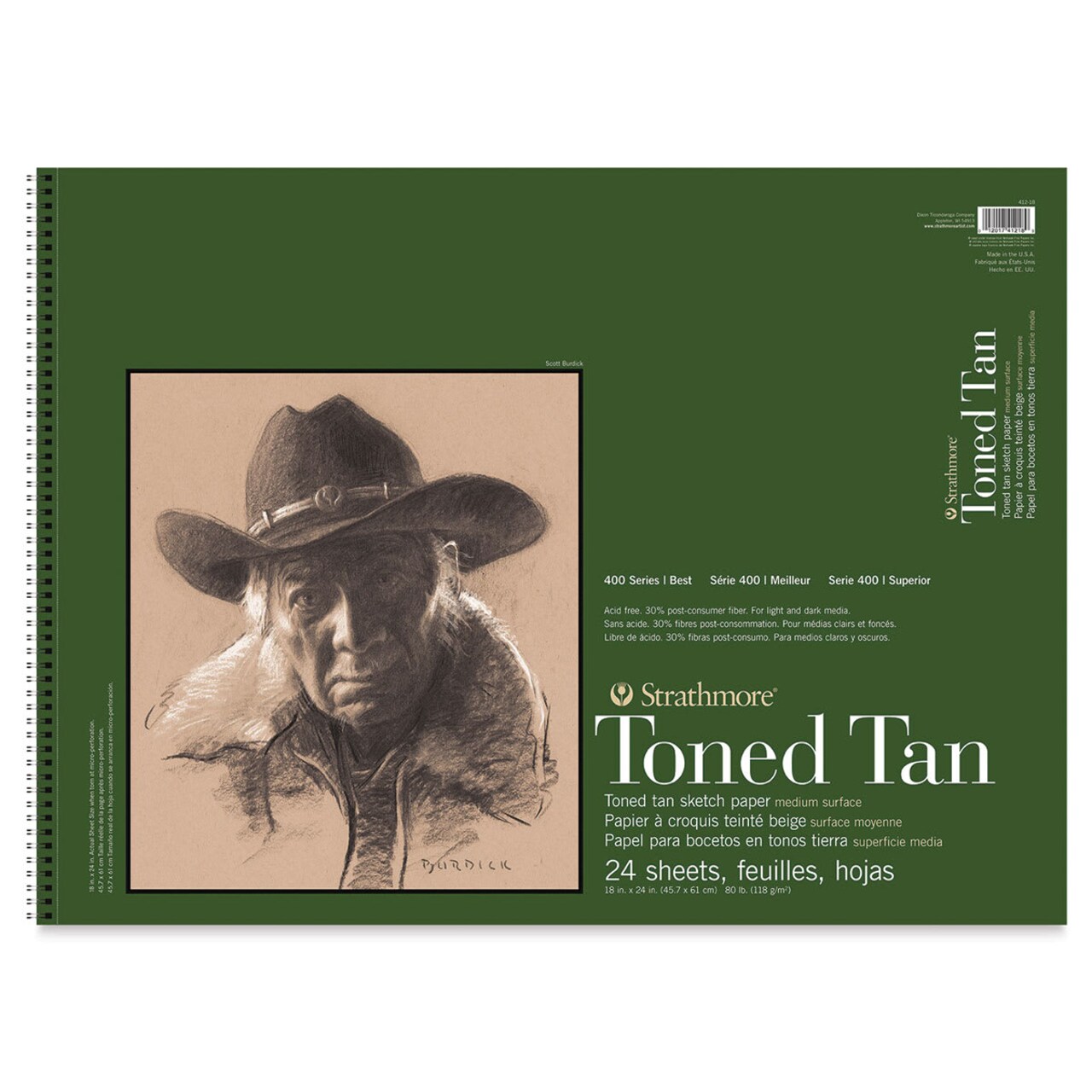 Strathmore 400 Series Recycled Toned Sketch Pad - 18" x 24", 24 Sheets, Warm Tan